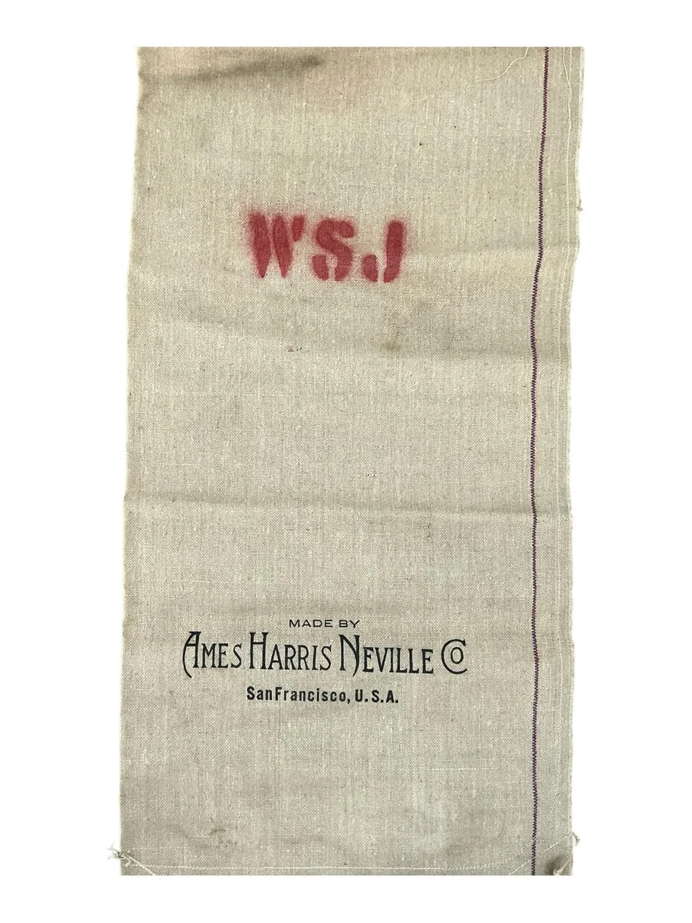 Vintage Ames Harris Neville Co. of San Francisco heavy-duty burlap utility sack